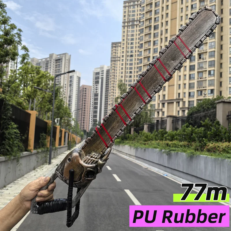 77cm Scary Chainsaws Prop Gift 1:1 Halloween Prop Surprise Scary Saws Movie Cosplay Role Play Safety PU Model Carnival Props