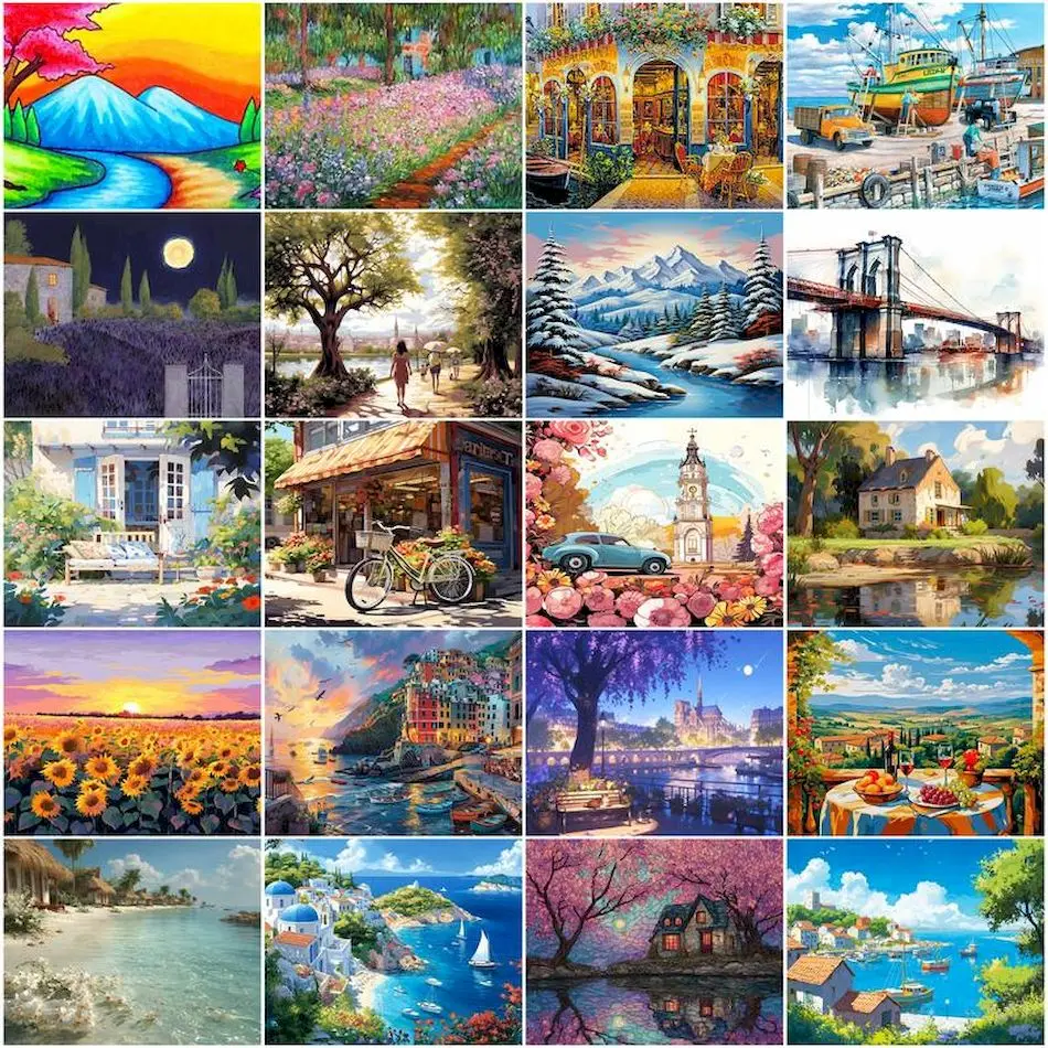 

GATYZTORY Painting By Numbers On Canvas To Paint Landscape Picture Drawing Arts Crafts Art Supplies Watercolor Home Decoration