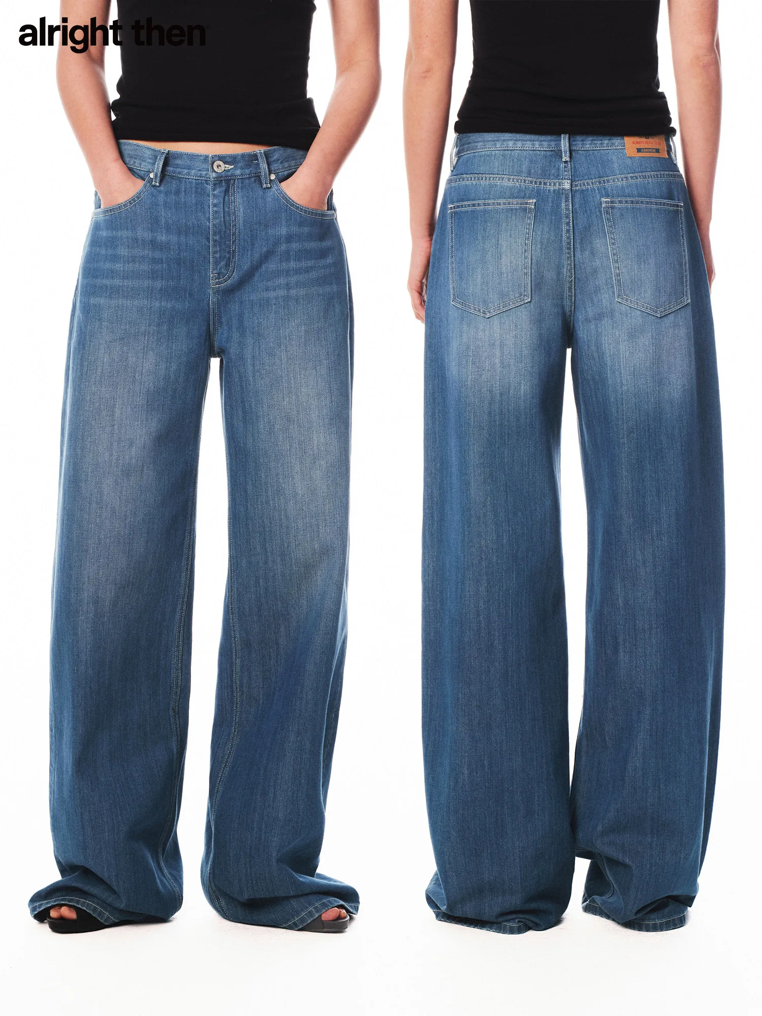 

Handmade Low Waist Pure Cotton Jeans Loose Straight Leg Wear Resistant Summer Casual Women's Blue Jeans