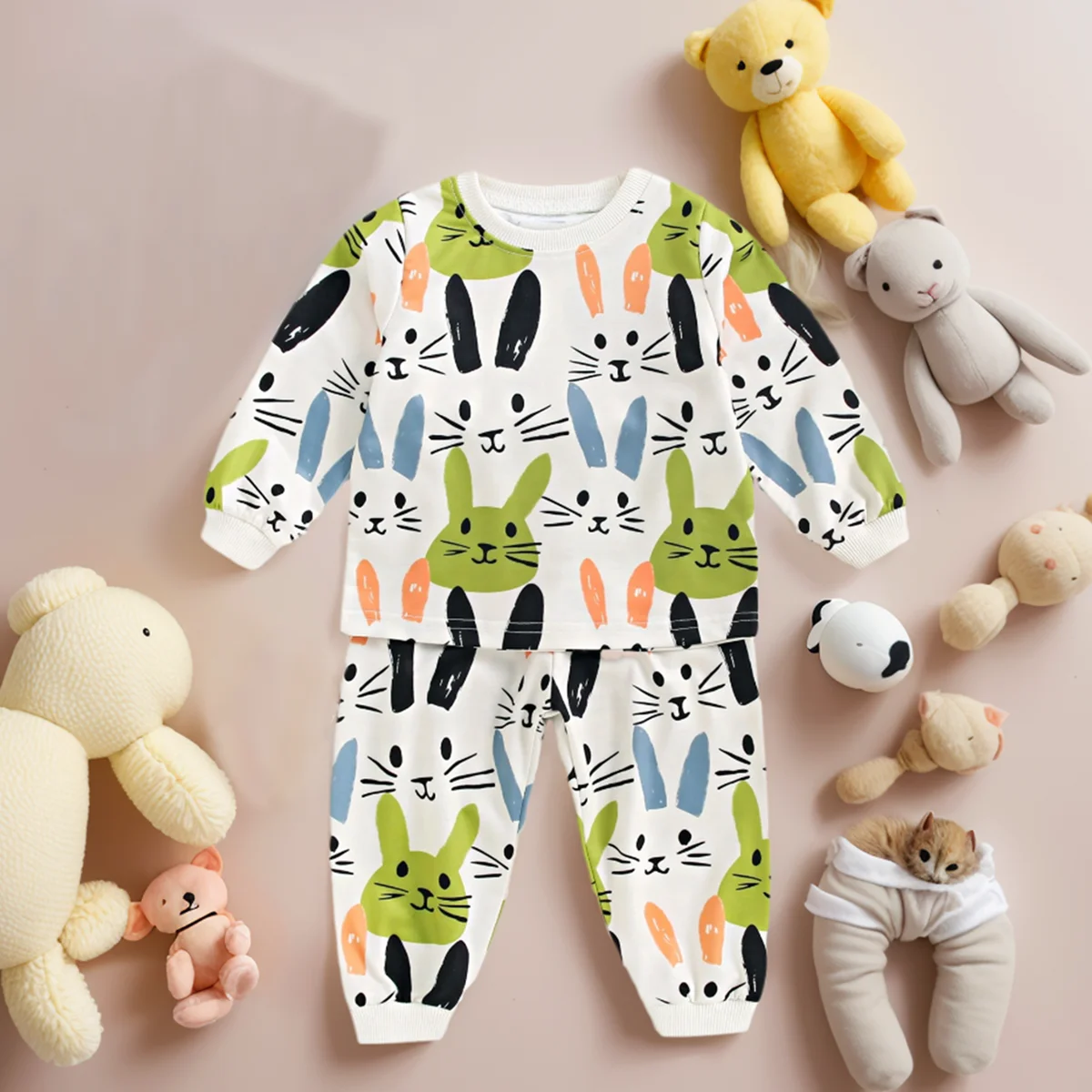 Sanlutoz  Little Kids Unisex Clothing Sets Long Sleeve Tops + Long Pants Suits Bunny Baby