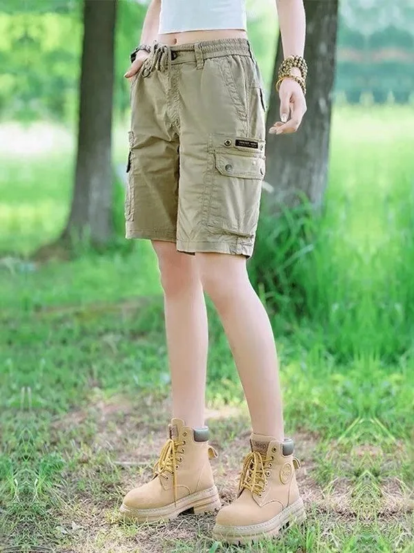 American Retro Workwear orts Men's Summer Loose Fit Five-ket Cotton Durable Wear-Resistant Casual Pants Youth Sle