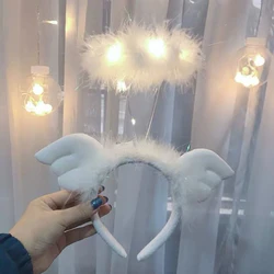 Angel Halo Headbands Light Up Feather Wreath Hair Band Fancy Dress Show Play Costume Accessories