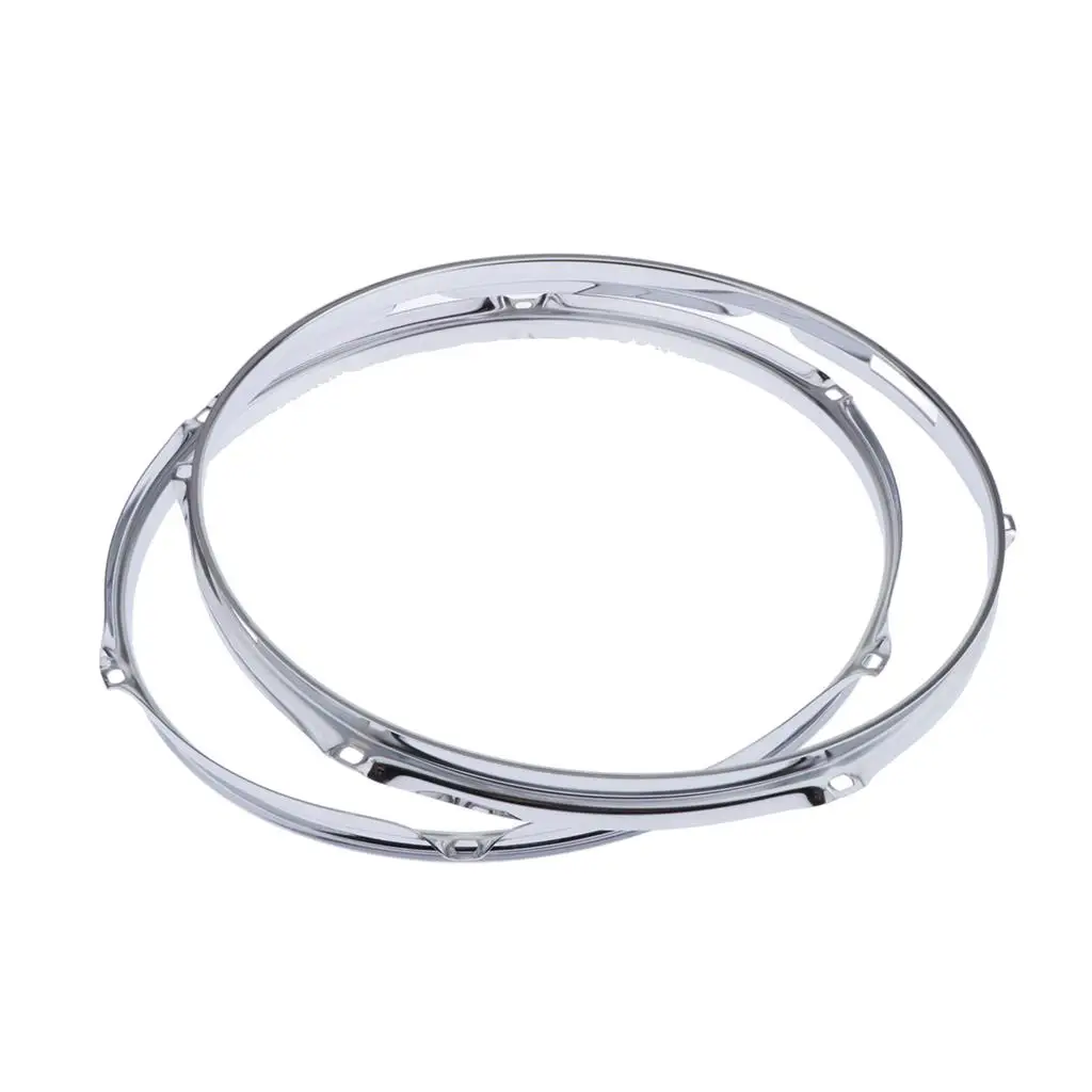 2 Pcs Premium Alloy Steel Snare Drum Hoop Rim 14 inch 6 Holes 1.2mm