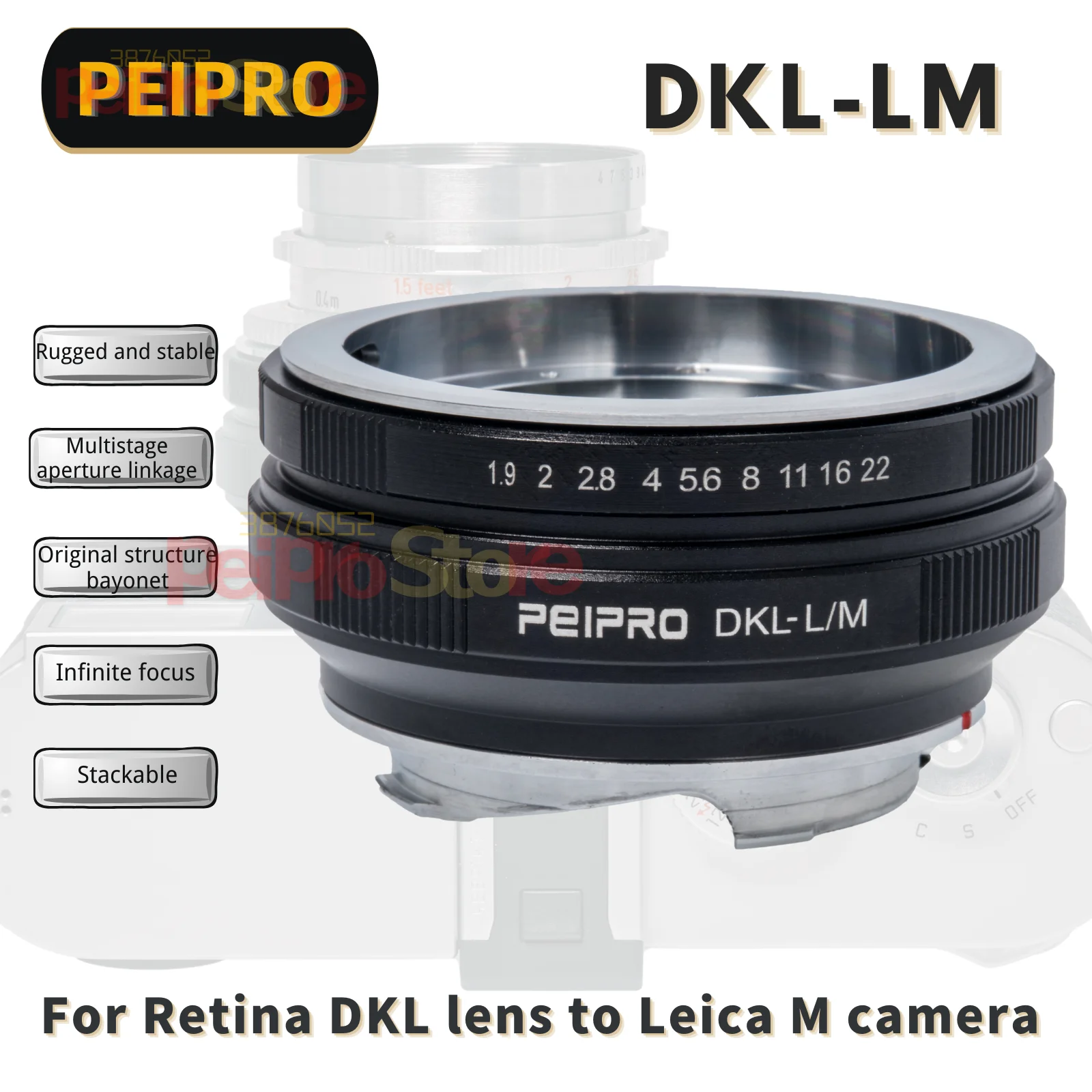 PEIPRO DKL-M Lens Adapter Converter for Retina DKL Lens to LEICA M Cameras