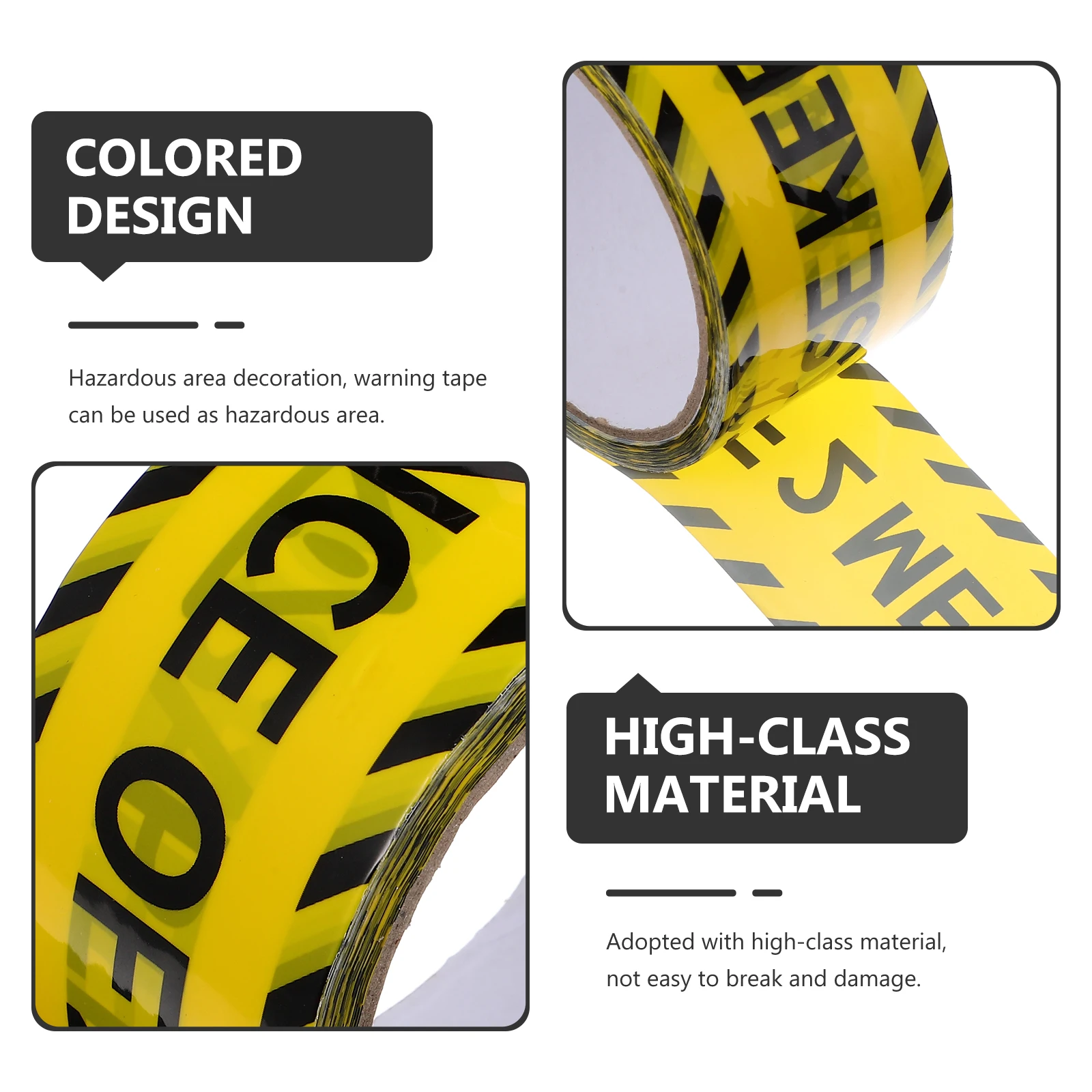 BOPP Adhesive Safety Tape Warning Sticker Black Letters Yellow Background Tear Weather Resistant Self Anti Slip Decor Caution