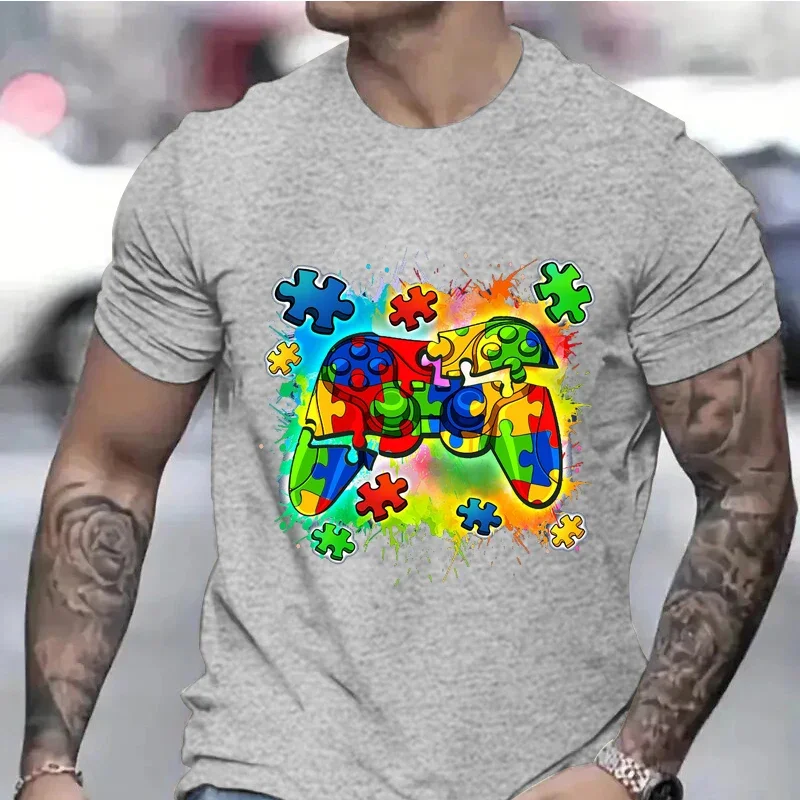 T-shirt per ragazzi con controller per videogiochi per la consapevolezza dell\'autismo Mese di consapevolezza dell\'autismo Magliette da uomo