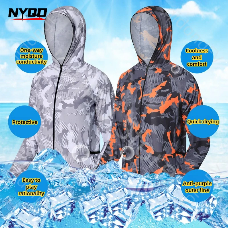 

Outdoor Camouflage Sun Protection Suit Breathable Quick Drying Sports Sun Protection Hooded Long Sleeved Thin Fishing Suit