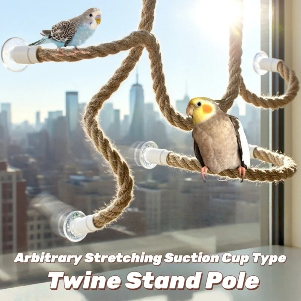 Linen Rope Bird Perch Flexible Bendable Standing Stick Non-slip Comfortable Grip Suction Cup Design Bird Climbing Rope Stable