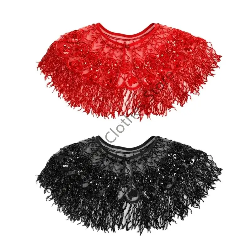 

M68A Легкий шарф с вышитым палантином ручной работы и жемчужным акцентом для официальных мероприятий