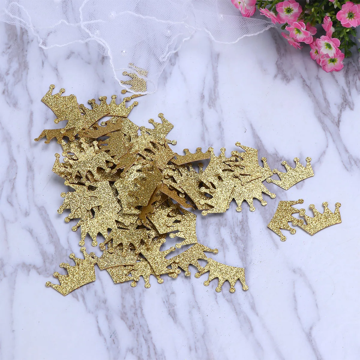 

100pcs Double Sided Super Flash Golden Crown Shape Biodegradable Confetti For Wedding Birthday Party Festival Scattering