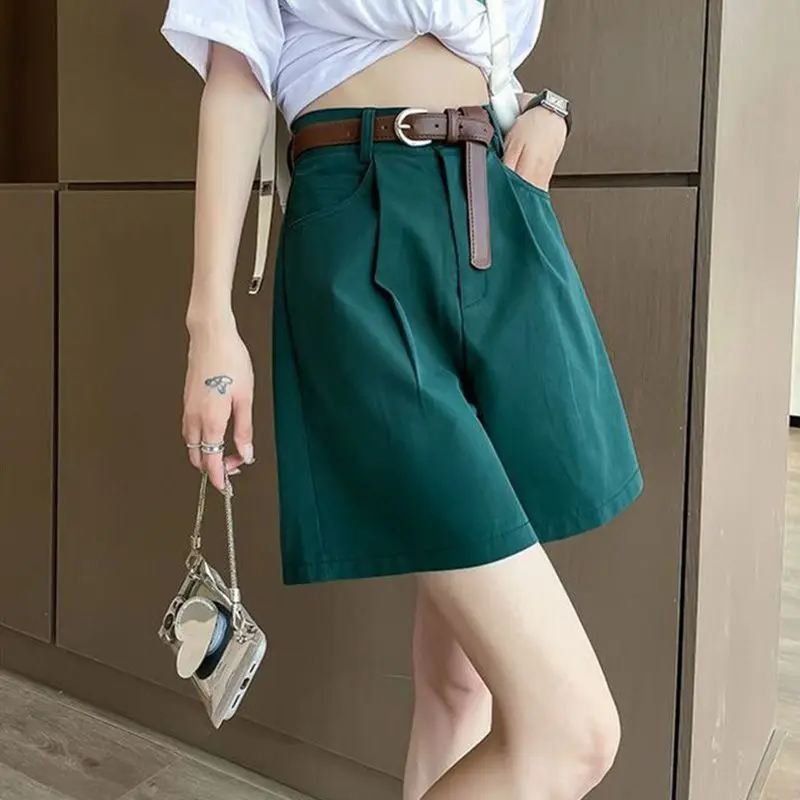 

Женские летние свободные шорты с высокой талией, повседневные струящиеся брюки с широкими штанинами, эластичная ткань, легко сочетаются с различными нарядами