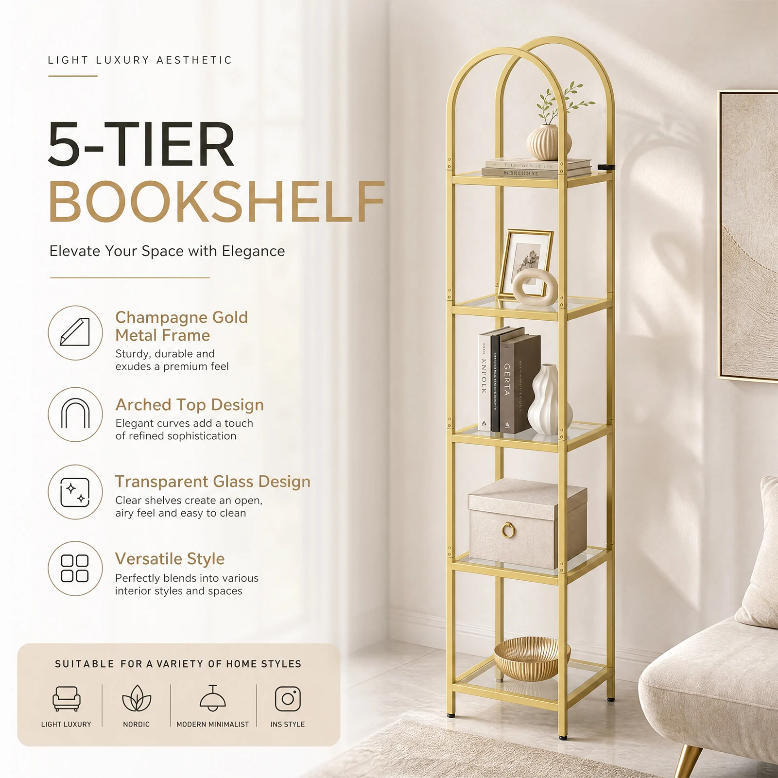 【US】5 Tier Open Bookshelf Meta - огляд і ціна Bookshelf 5 Tier