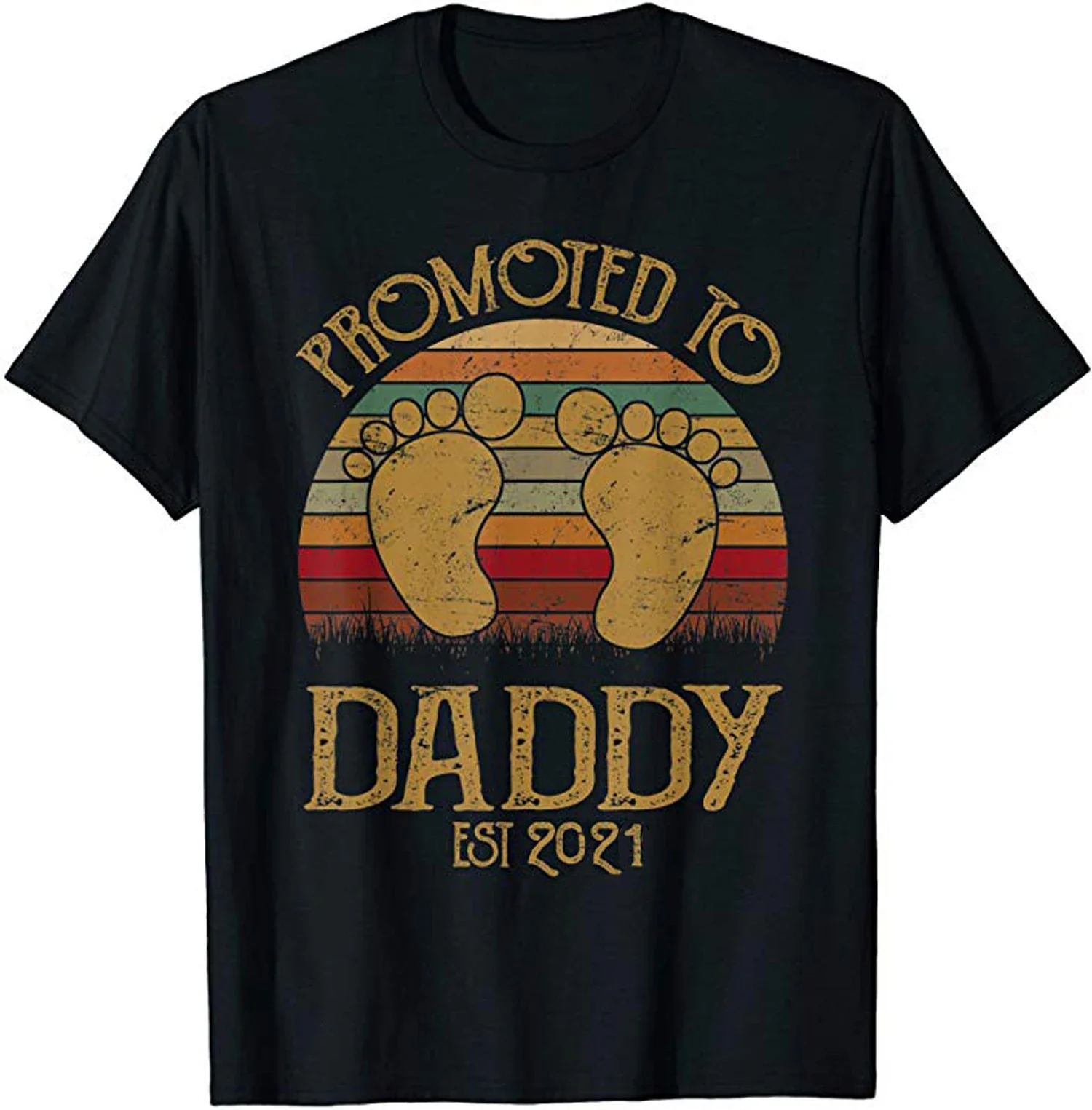 Promoted To Daddy. Vintage Fashion Family Dad Husband Gift T-Shirt 100% Cotton O-Neck Summer Short Sleeve Casual Mens T-shirt