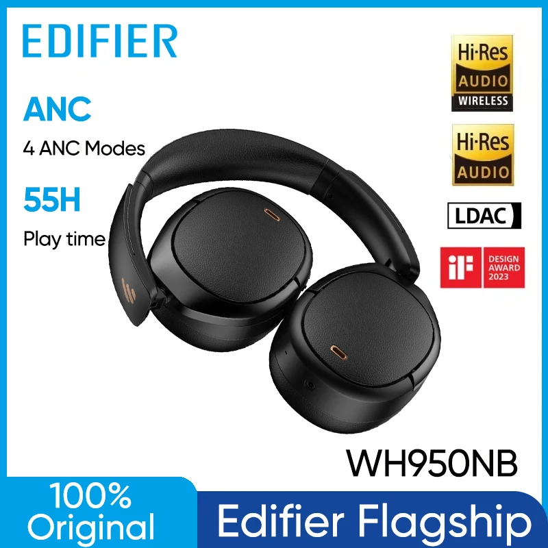 Edifier WH950NB Active Noise Cancelling Wireless Headphones Hi-Res Wireless 55hrs Playback 4 Microphones Bluetooth 5.3 Headset