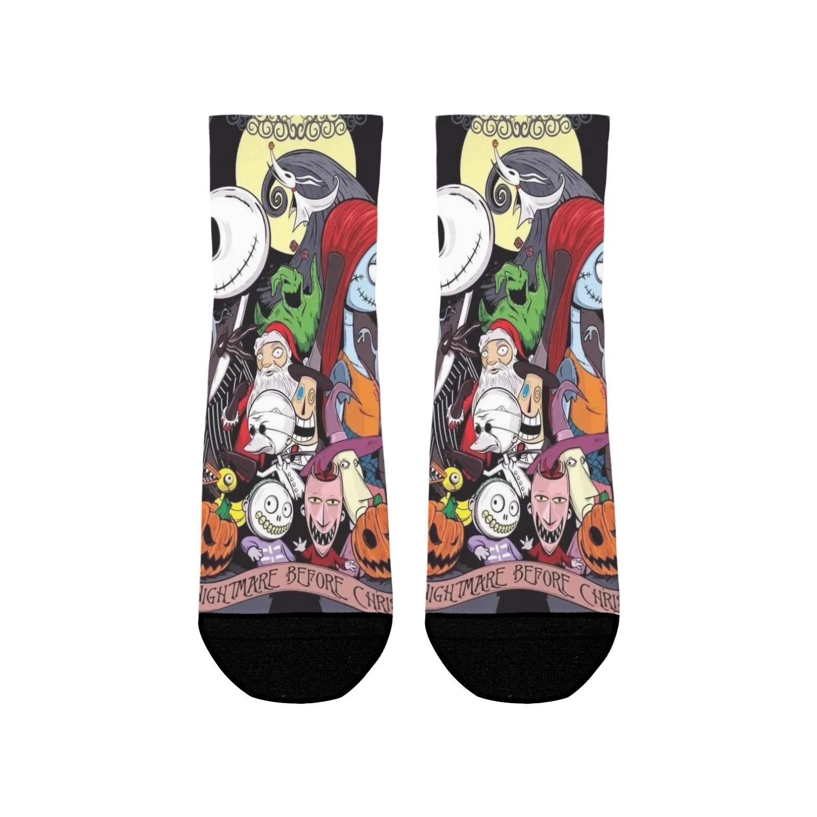 

1 Pair The Nightmare Before Christmas Crew Socks - Assorted Character Prints, Elastic Cuffs - Ideal for Outdoor & Casual Style
