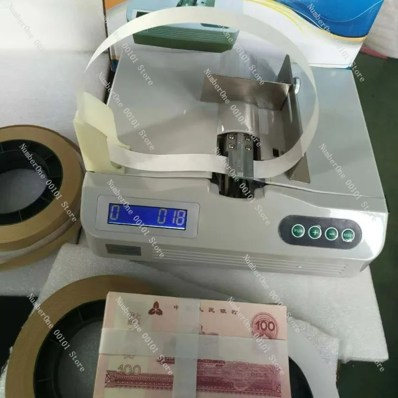 Automatic Small Paper Tape Strapping Machine, Banknote Bundling Tool, Desktop Electric Binding Machine for Cash & Document Tying