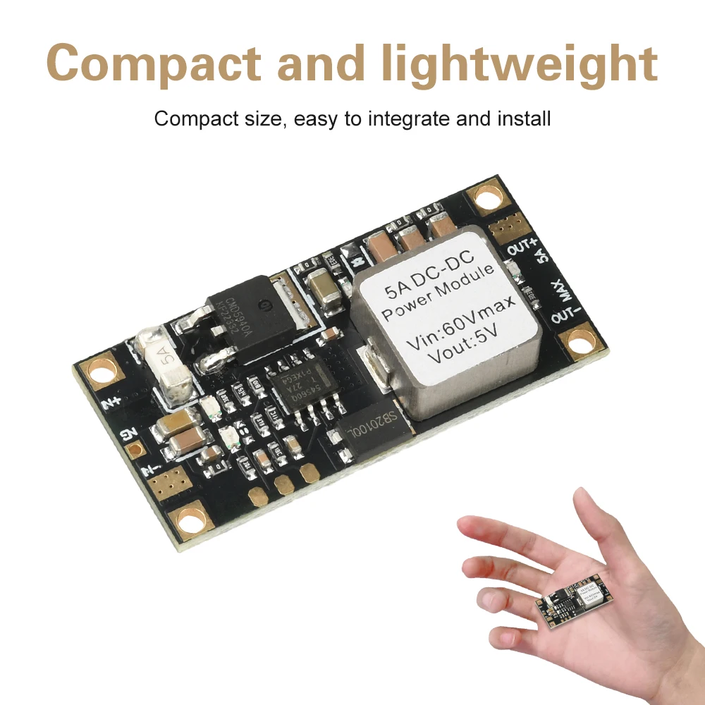 DC-DC PCB 스텝다운 모듈 DC 6.5V-60V ~ 5V/12V DC 스텝다운 전원 모듈 고전력 5A 벅 컨버터 전원 공급 장치