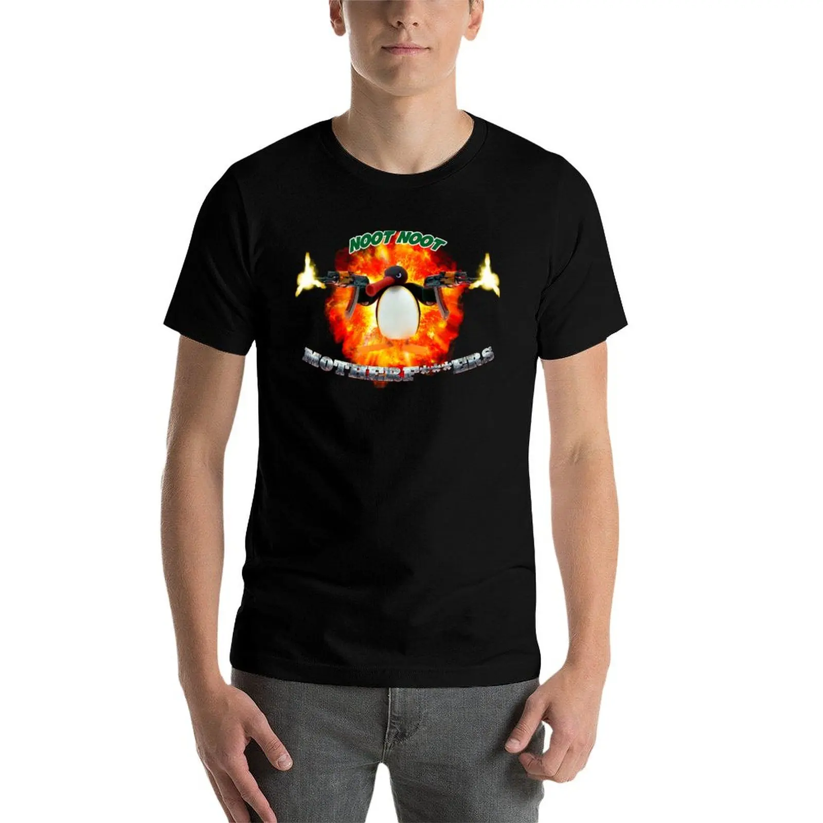 Noot noot motherf***ers - action hero meme T-Shirt anime blue archive luxury designer outfits for men - Image 4