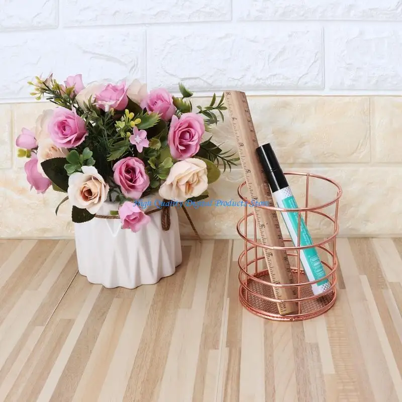 U2JE Iron Wire Pen Holder Mesh Pen Cup Makeup Brush Holder Paint Brush Holder Metal Desk Office Supplies