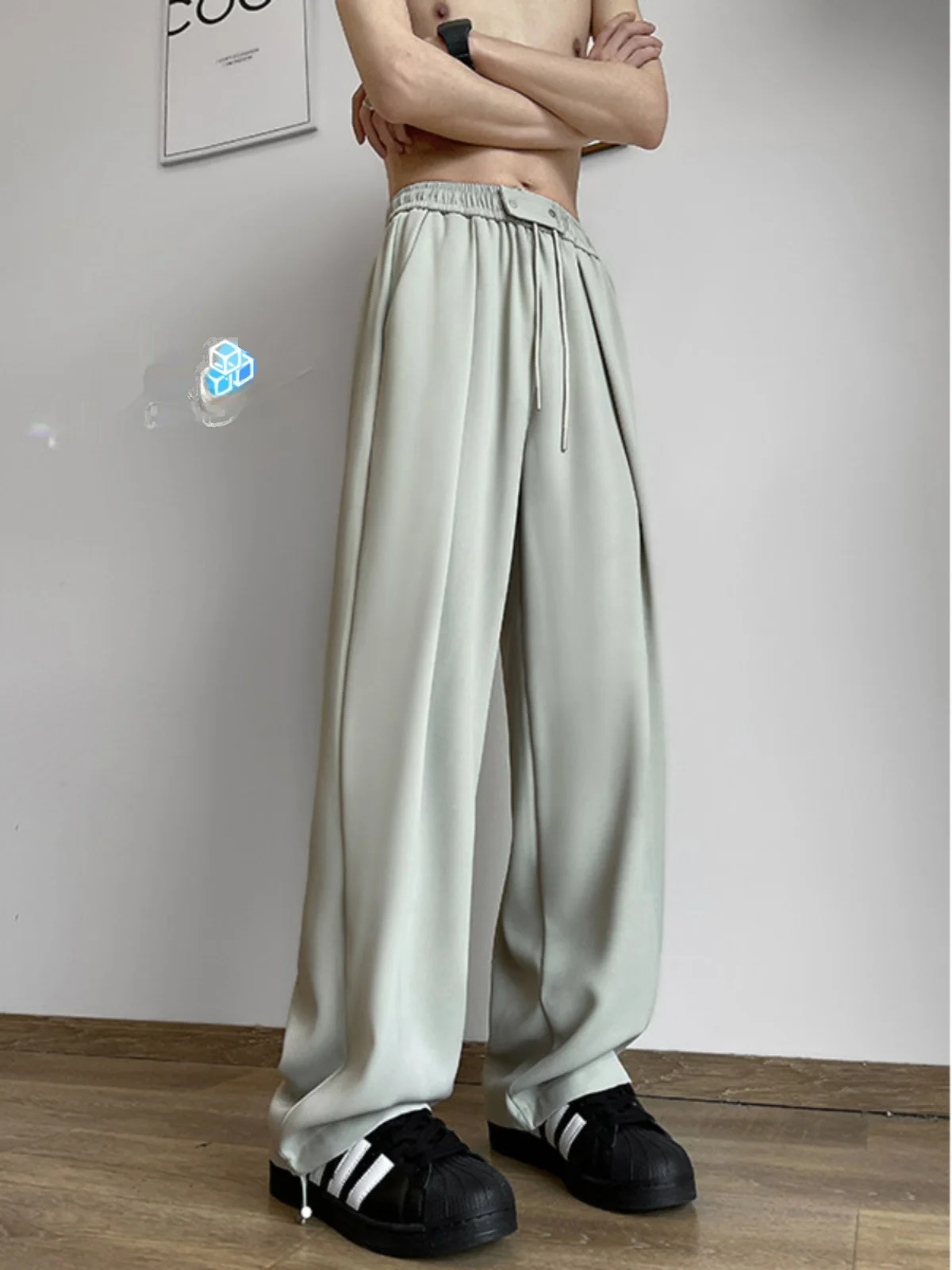 

Мужские летние тонкие свободные брюки из ледяного шелка с прямыми штанинами, быстросохнущие, струящиеся, модные, повседневные, дышащие, комфортные