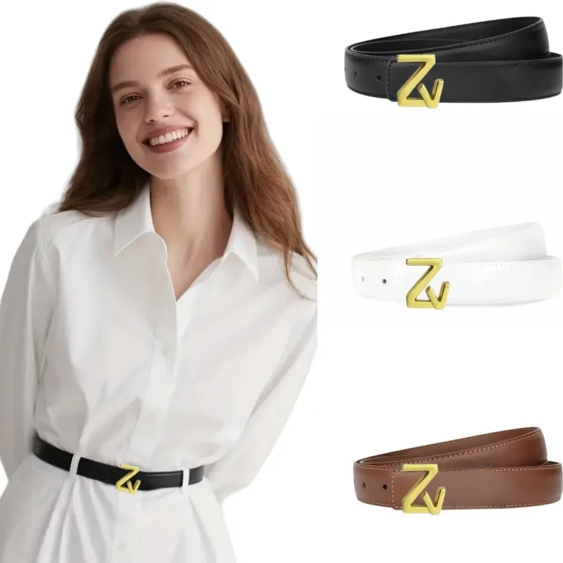 ​ ​ Elegancki pasek damski 2025, ultracienki, z prawdziwej skóry bydlęcej, z gładką klamrą, regulowany, do noszenia na co dzień, darmowa wysyłka. ​