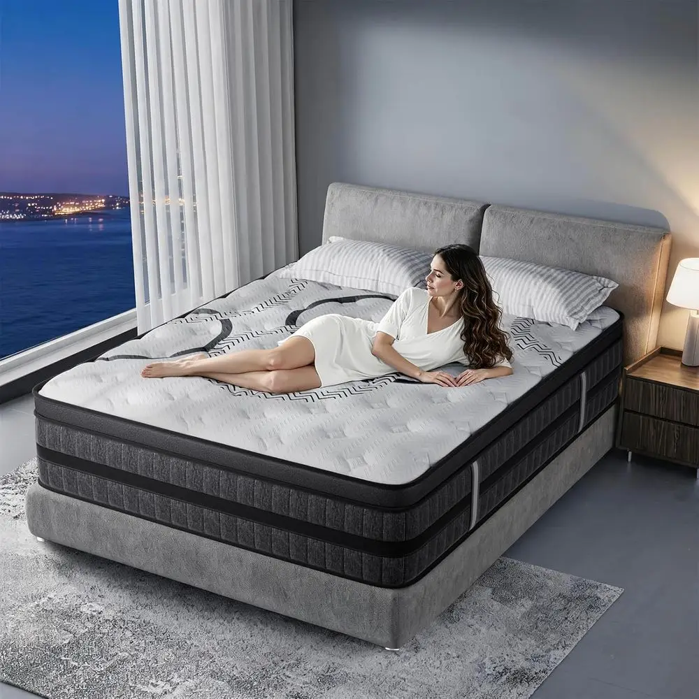 

12 Inch Medium Firm Hybrid Mattress in a Box with Comfort Foam and Pocketed Coils