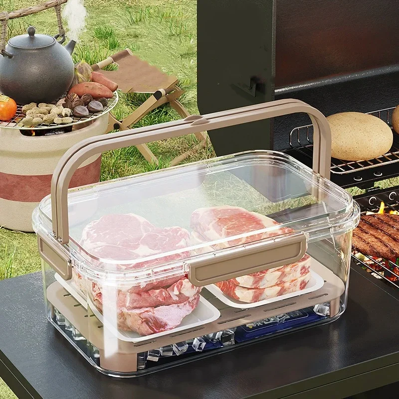 

Portable Handheld Food Preservation Box Crisper Large Capacity Multifunctional Sealed Vegetable Fruit Sealed Box Drain Basket