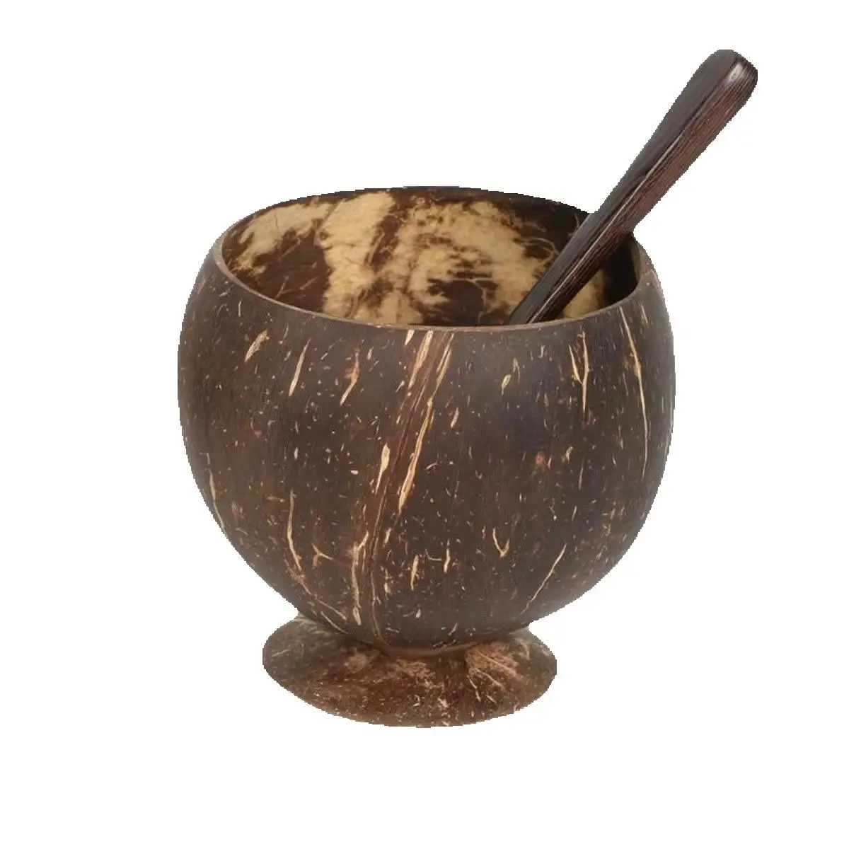 Natural Coconut Shell Bowl with Base  Handmade Eco Friendly Acai Smoothie Salad Bowl Fruit Yogurt Dessert Serving