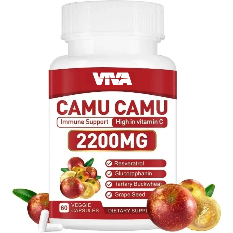 Cápsulas Camu Camu Orgánicas 1200mg, vitamina C natural, apoyo al sistema inmunológico y antienvejecimiento, vegetariano-60 cápsulas de gel blando