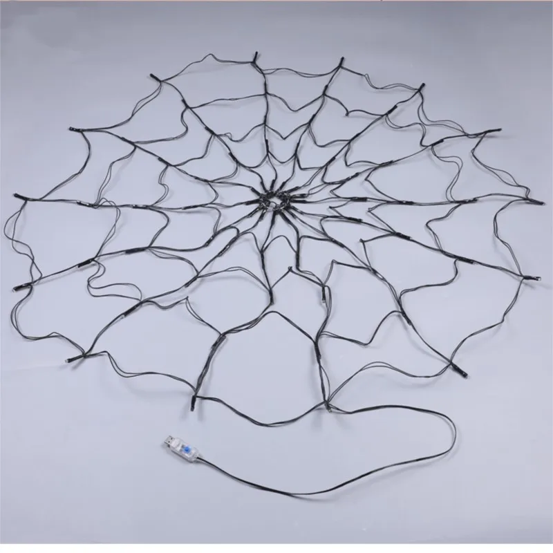 New LED Halloween Spider Web Lamp Indoor and Outdoor Atmosphere Layout Ghost Festival Props Remote Control Lamp