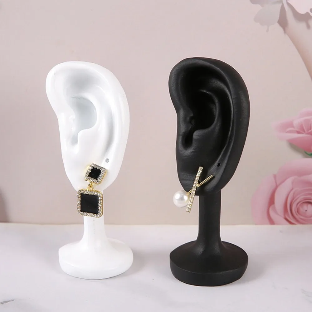 

Подставка для сережек из смолы, портативный органайзер для ушей в форме ушей, держатель, мини-черно-белая стойка для хранения сережек