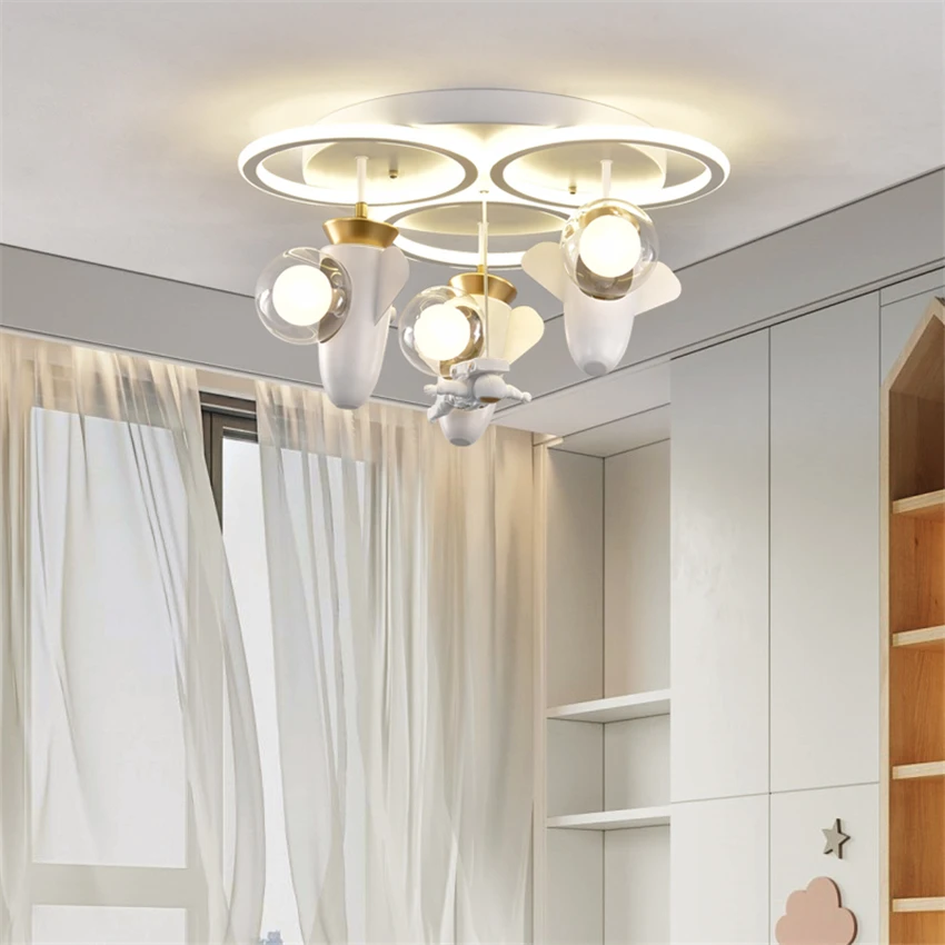 

Nordic Creative White Cartoon Airplane Ceiling Lamp Children's Room Eye Protection Led Lights Bedroom Study Deco Light Fixtures