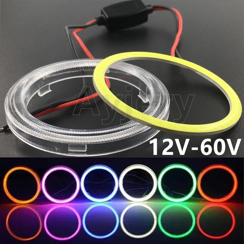 1PCS 12V-60V Led COB Angel Eyes 40mm 50mm 60mm 95mm Auto Halo Rings COB 130mm140mm Angel Eye Car Headlight Motorcycle White Blue