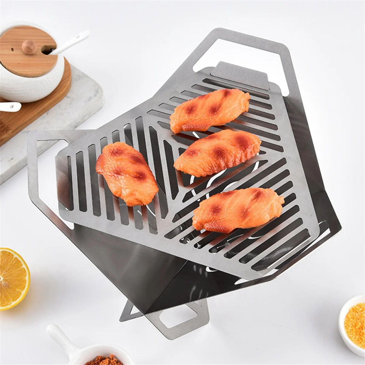 Mini BBQ Grill Removable Stove Mini BBQ Cooking Grill Lotus Barbecue Grill for Camping Picnics & Outdoor Cooking