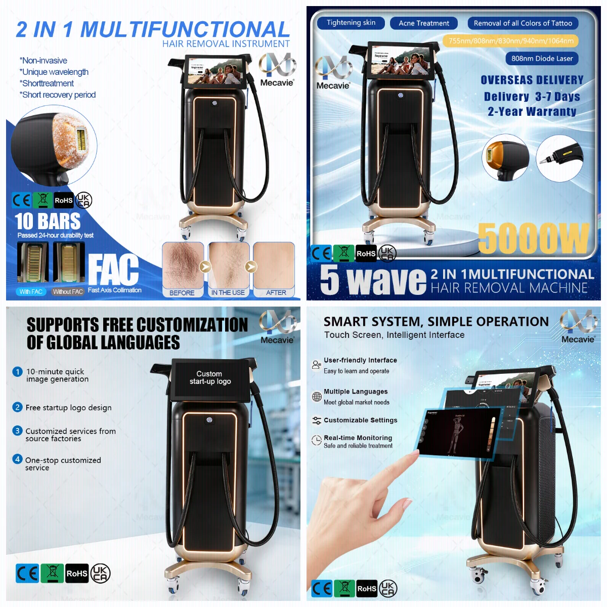 2026 new Updated 2‑In‑1 Diode Laser Beauty System Integrated Hair Reduction & Peak Laser Skin Treatment Apparatus Professional
