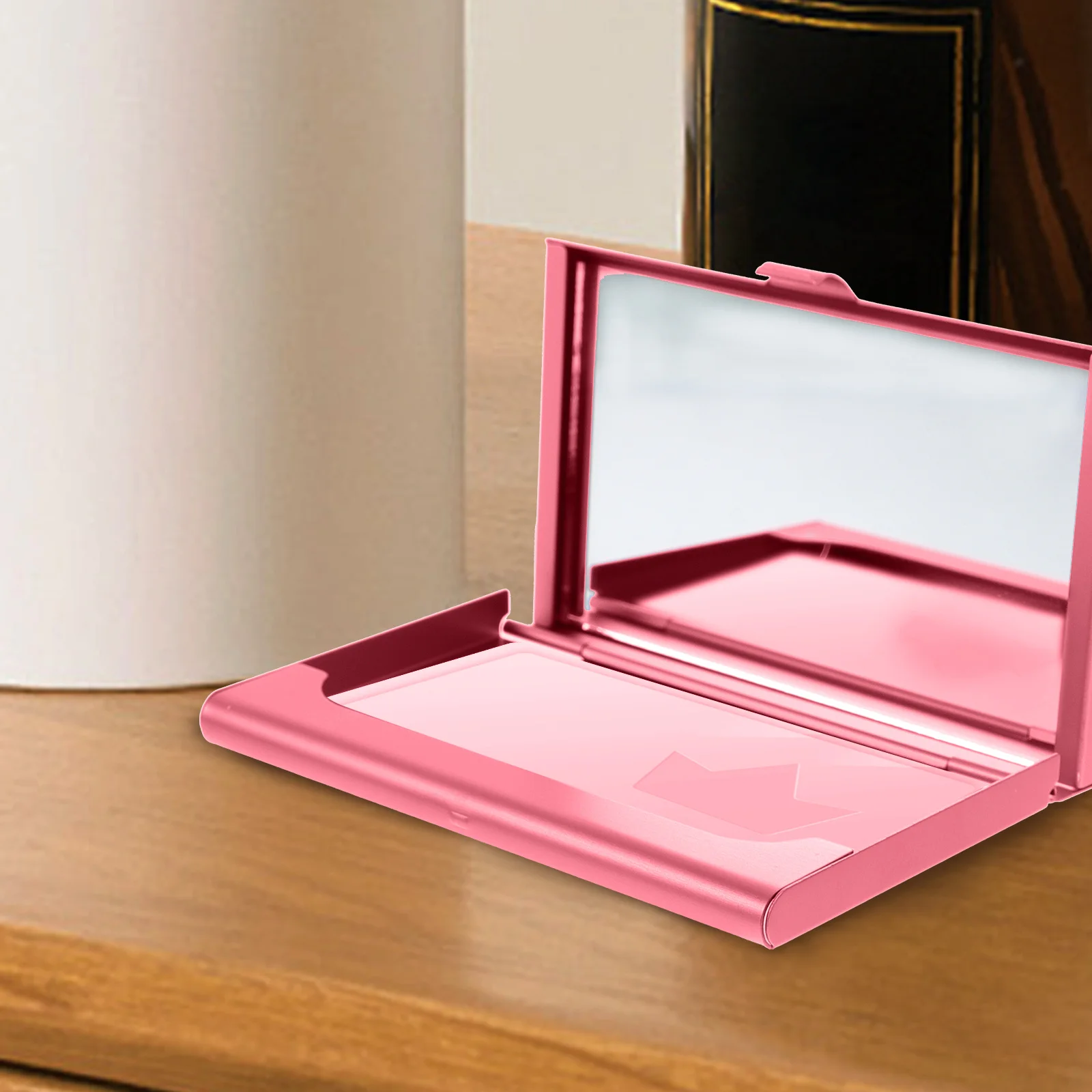 Portable Metal Business Card Holder Aluminum Case Compact Lightweight Organizer Mirror for Travel Office Business Card Case