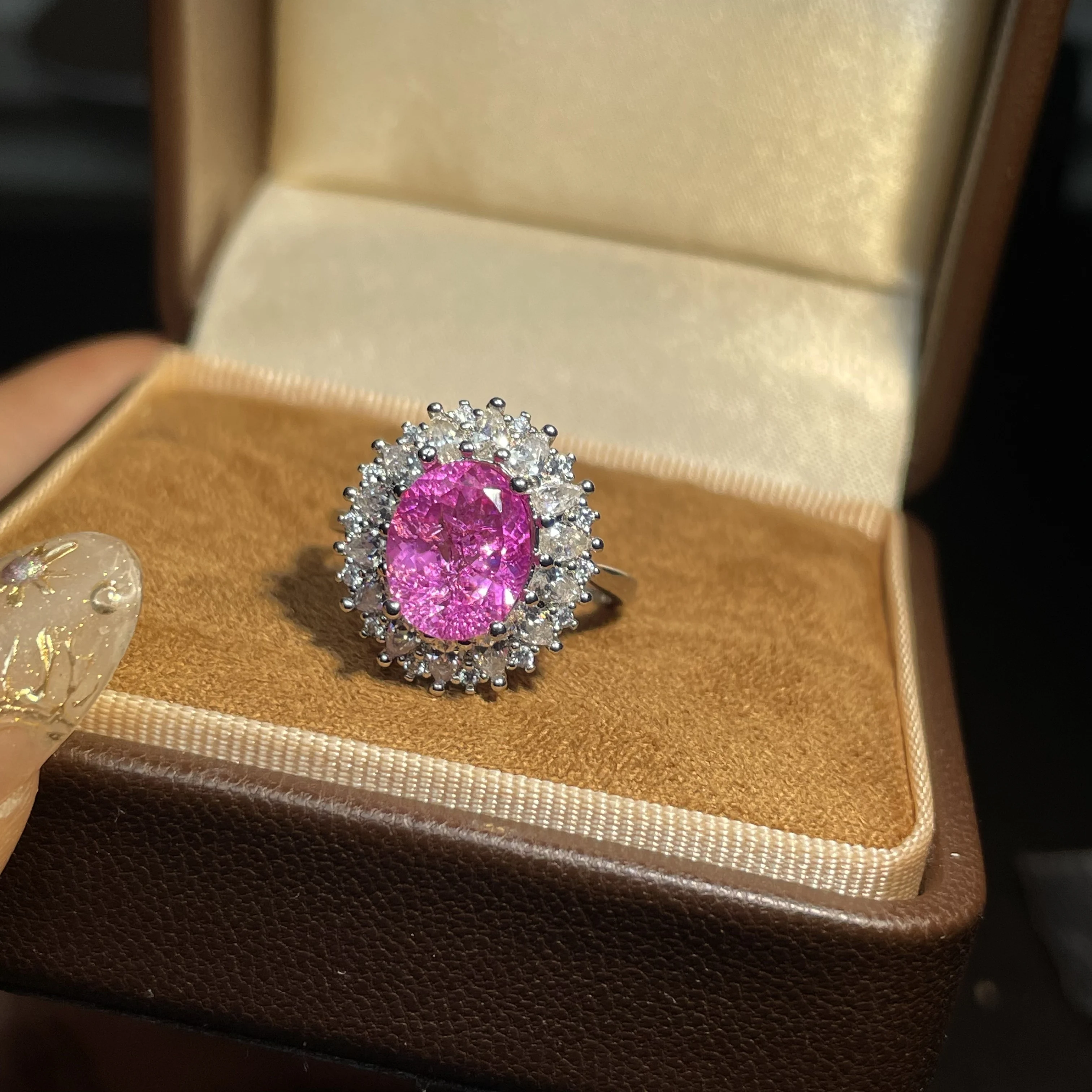 6Ct new shiny rubile color sapphire pure silver ring for women, light luxury jewelry, romantic gift for couples, 8*10mm 4