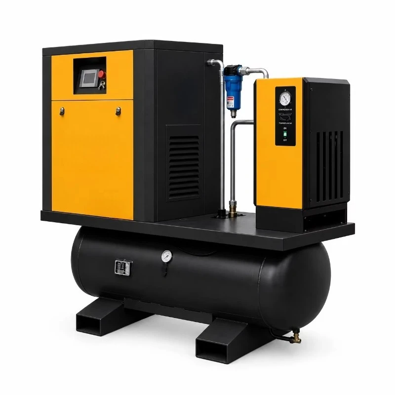 All in One 16bar Lubricated Screw Air Compressor 15kW AC Powered Motor Portable Air Cooled 2.1m/min for Industrial Use