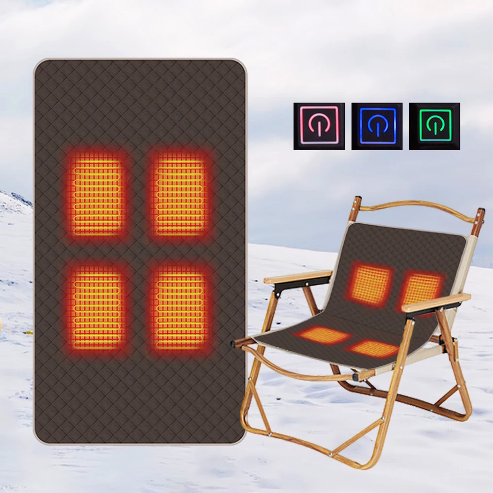 3 Levels of Heat Heated Seat Pad 4 Heating Zones Rechargeable Non-Slip Heated Mat for Winter Stadium Indoor Outdoor Sports Beach