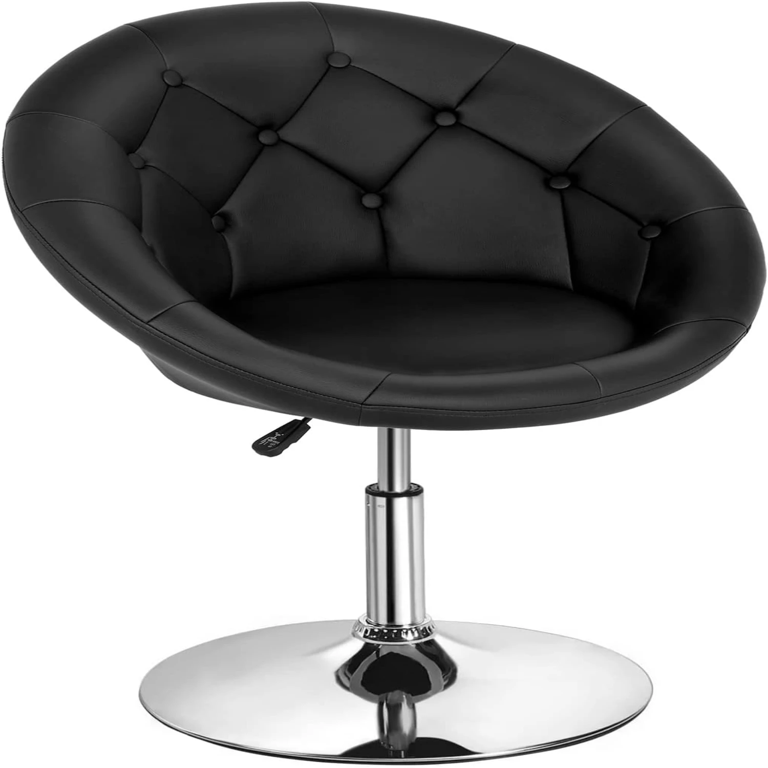 

Living Room Vanity Chair Chair Swivel Chair Round Back Height Adjustable PU Leather Modern Chair for Room Small Desk,Black