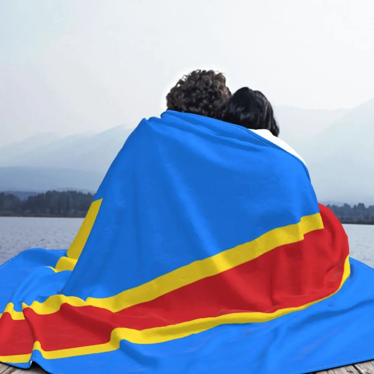 Flag Of Congo Kinshasa Zaire Knitted Blanket Fleece Warm Throw Blanket for Bedding Couch Bedroom Quilt