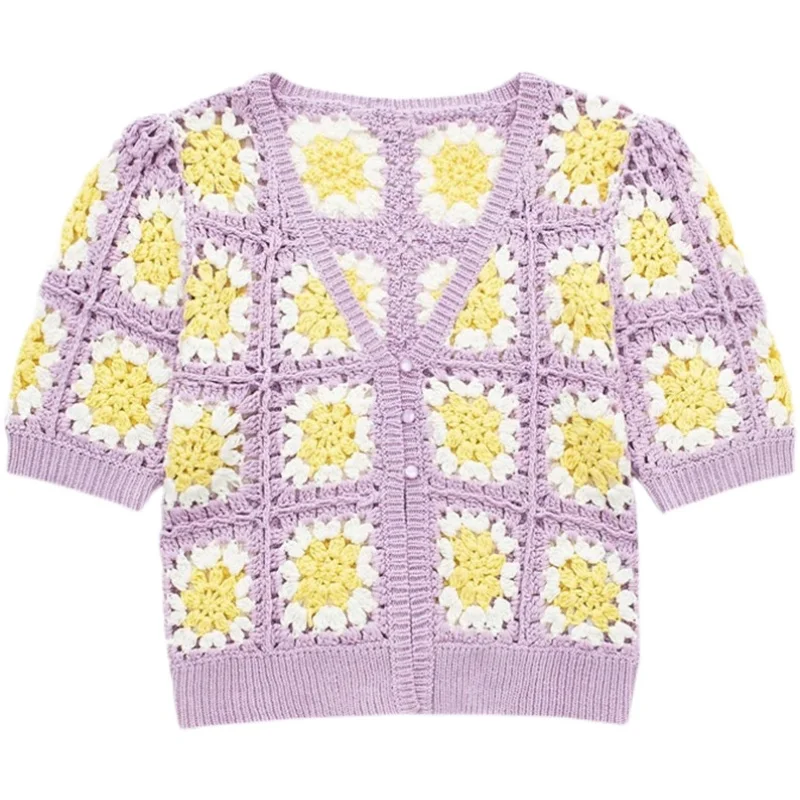 Faionable ort Sve Gebreide Jaet Dames Zomer Nieuwe Sle Hook Needle Biologisch Katoen Pendelen Sle Normale Lengte Jas