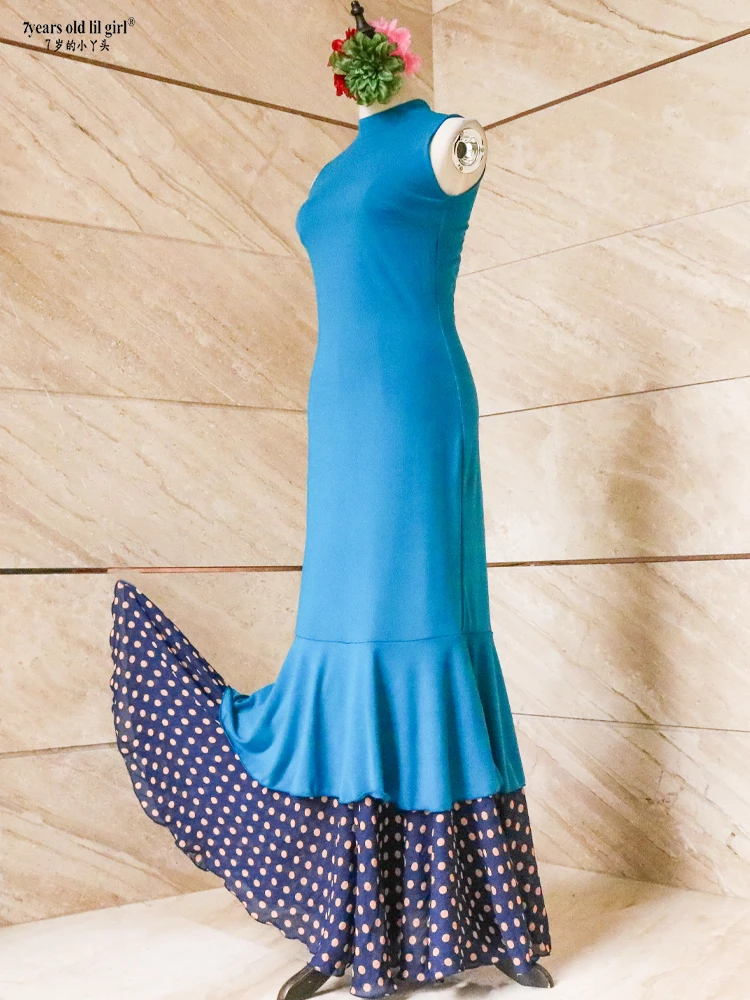 Vestido de baile Flamenco español de alta elasticidad vestido moderno con volantes para mujer ENE05