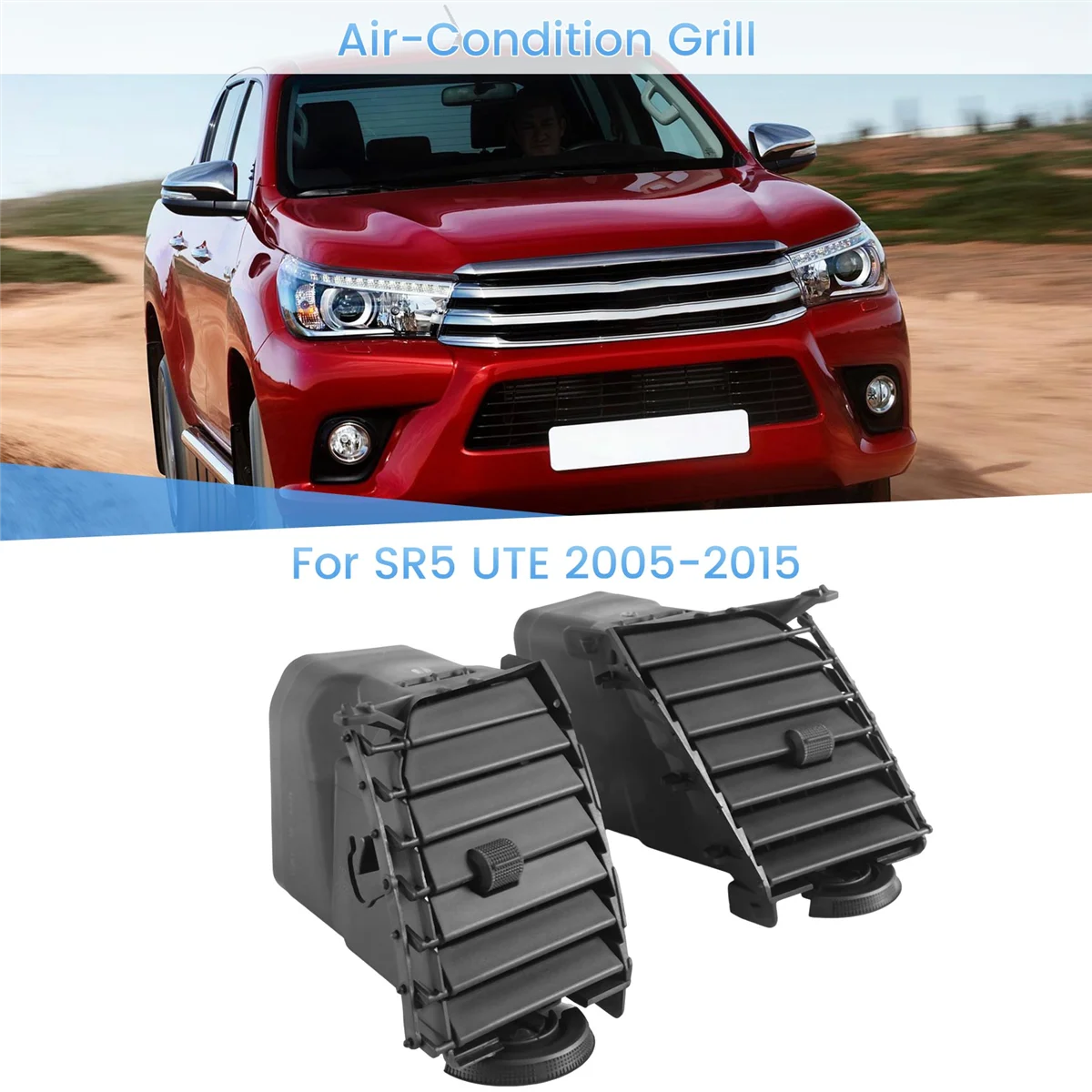 2x Interior Air-Condition Grill A/C Vent Grille for SR5 UTE 2005-2015 Fortuner Accessories