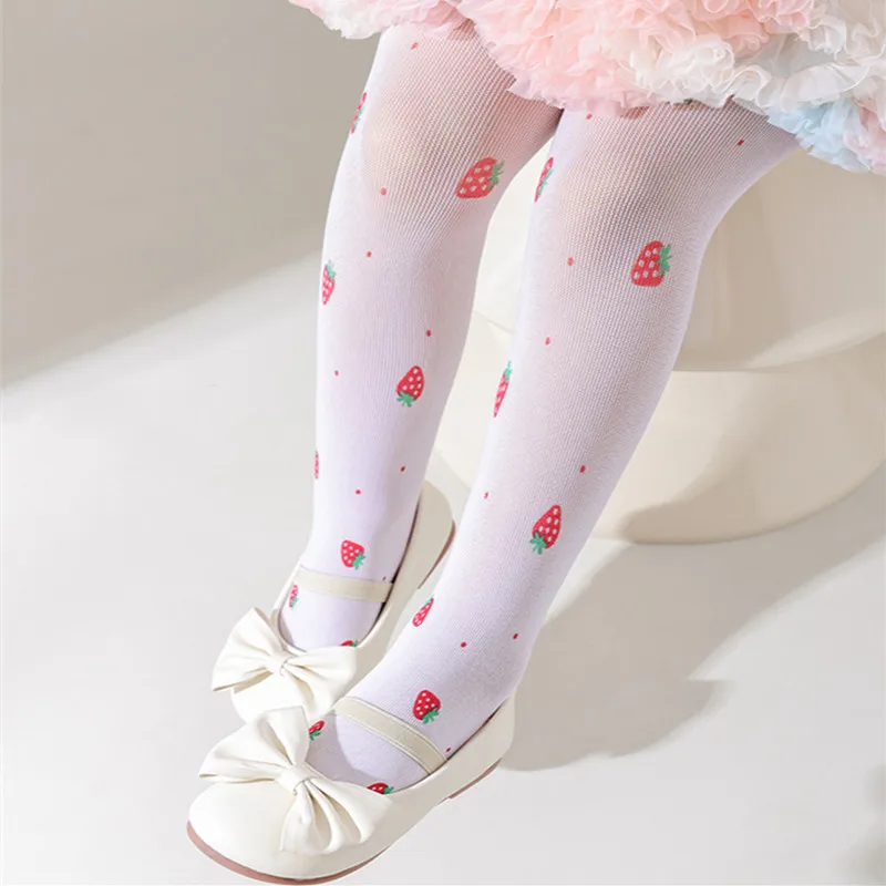 Lawadka Kids Girls Tights Fashion Stockings Print Strawberry Thin Soft Pantyhose For Children's Girl Summer Mesh Tight 3-12Years image 3