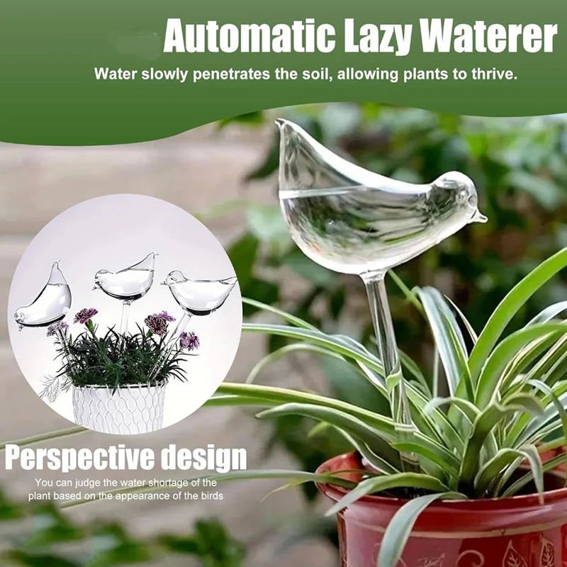 3/6pcs Plastic Plant Watering Globes, Self-Watering Bird-Shaped Globes Self-Watering Planter Inserts, Plant Watering Devices