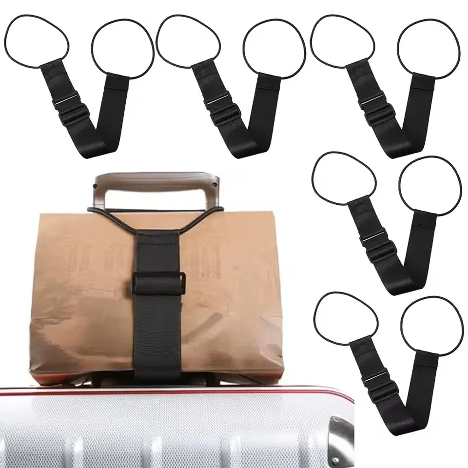 حزام أمتعة مرن قابل للتعديل، حزام متعدد الاستخدامات وقابل لإعادة الاستخدام، ملحقات حقيبة السفر البسيطة، حبل ربط للحمل على الحقيبة #1