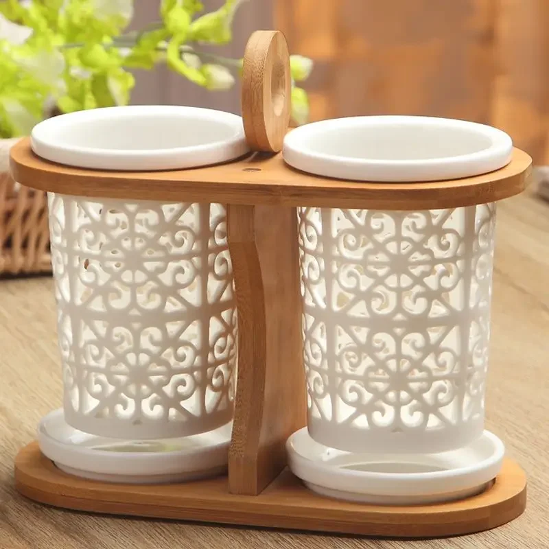 Ceramic Chopstick Holder Rest Moisture and Mold Resistant Spoon Cutlery Storage Elegant Household Kitchen Utensil Organizer
