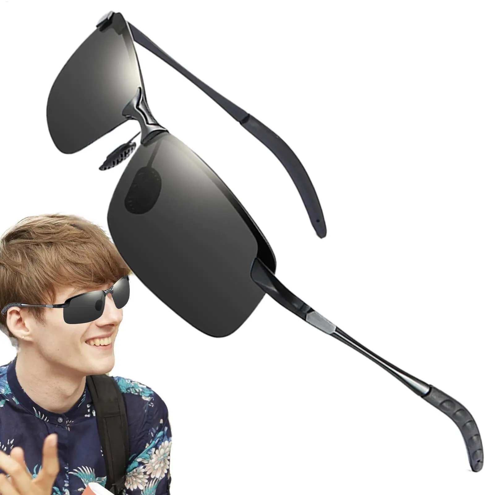 Photochrome Schutzbrille, Übergangs-Sonnenbrille für Herren, Blendschutz, polarisierte Fahrbrille, UV400-Schutz für Herren, zum Angeln – Detail 2