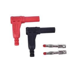 2Pcs Red/Black 4mm Male Right Angle Insulation Wire Solder Type DIY Banana Plug Connector Multimeter Test tools